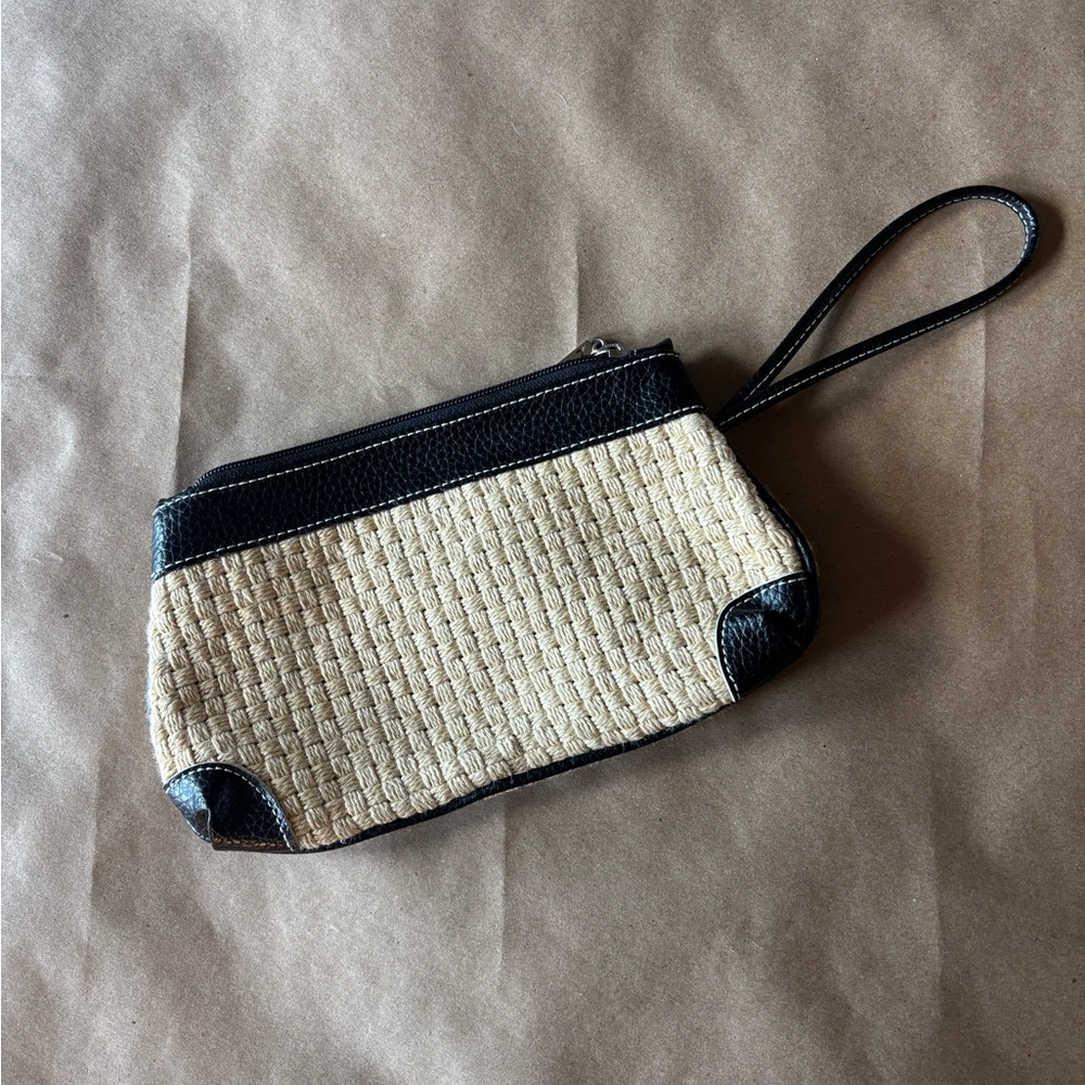 Black and Tan Zippered Wristlet